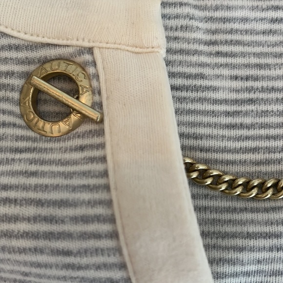 Nautica Tunic top 3/4 Sleeve Notch neck with chain detail size Small - Picture 7 of 11